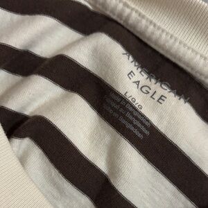 American Eagle Outfitters Brown and White Striped Long Sleeve Tee